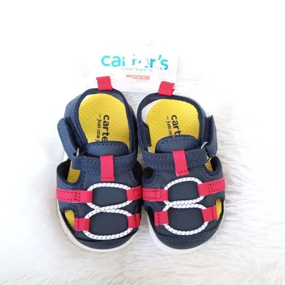 Carter's Just One You Baby Royal First Walker Sandals (Navy/Red) Size 4T - NEW!!